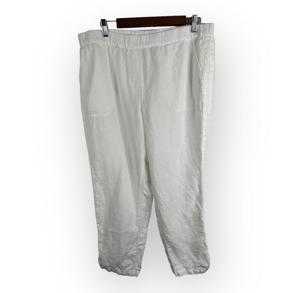 Pure J Jill Linen Womens size XL Petite White 100% Linen Pull On Pants Pockets - Picture 1 of 9